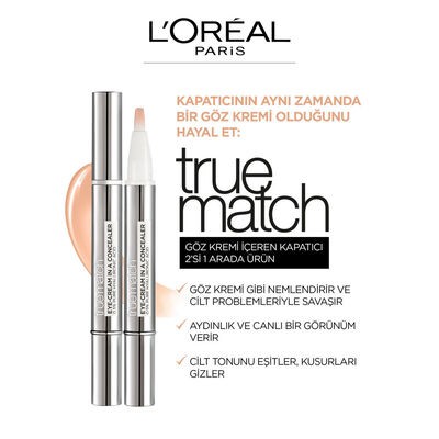 L'Oréal Paris True Match Göz Kremi İçeren Kapatıcı 1-2 D/W